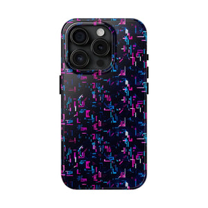 Glitch Pattern Tough Phone Case - Neon Cyberpunk - Dipaliz - Iphone 15 Pro