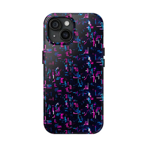 Glitch Pattern Tough Phone Case - Neon Cyberpunk - Dipaliz - Iphone 15