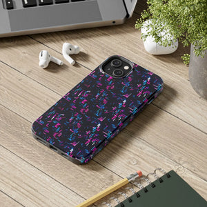 Glitch Pattern Tough Phone Case - Neon Cyberpunk - Dipaliz