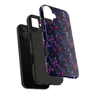 Glitch Pattern Tough Phone Case - Neon Cyberpunk - Dipaliz