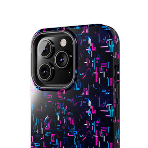 Glitch Pattern Tough Phone Case - Neon Cyberpunk - Dipaliz