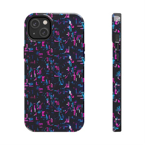Glitch Pattern Tough Phone Case - Neon Cyberpunk - Dipaliz - Iphone 14 Plus