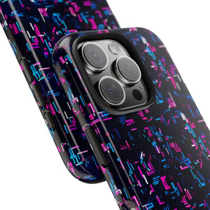 Glitch Pattern Tough Phone Case - Neon Cyberpunk - Dipaliz
