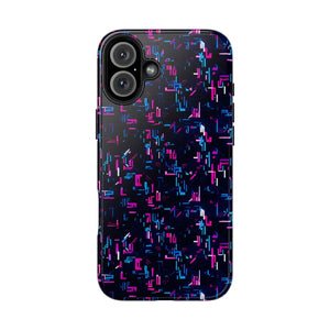 Glitch Pattern Tough Phone Case - Neon Cyberpunk - Dipaliz - Iphone 16 Plus