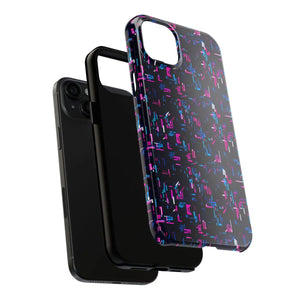 Glitch Pattern Tough Phone Case - Neon Cyberpunk - Dipaliz