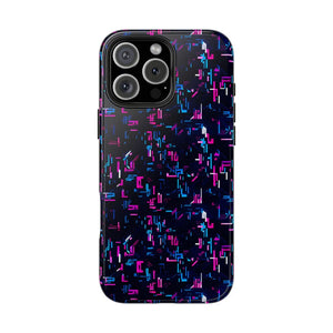 Glitch Pattern Tough Phone Case - Neon Cyberpunk - Dipaliz - Iphone 16 Pro Max