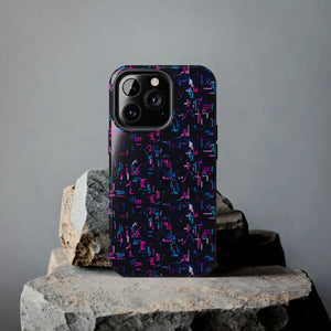 Glitch Pattern Tough Phone Case - Neon Cyberpunk - Dipaliz