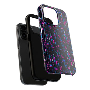 Glitch Pattern Tough Phone Case - Neon Cyberpunk - Dipaliz