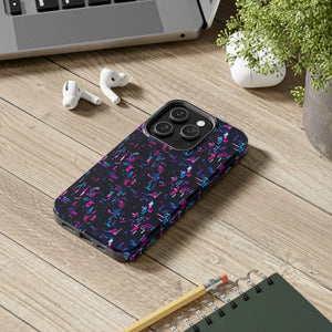 Glitch Pattern Tough Phone Case - Neon Cyberpunk - Dipaliz