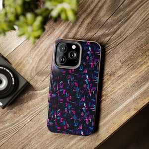Glitch Pattern Tough Phone Case - Neon Cyberpunk - Dipaliz
