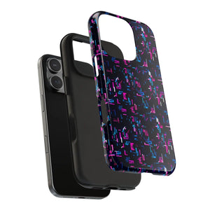 Glitch Pattern Tough Phone Case - Neon Cyberpunk - Dipaliz