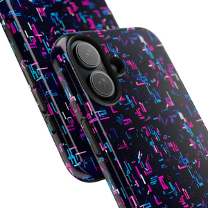 Glitch Pattern Tough Phone Case - Neon Cyberpunk - Dipaliz