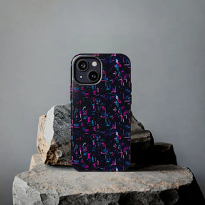 Glitch Pattern Tough Phone Case - Neon Cyberpunk - Dipaliz