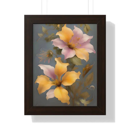 Glorious Morning Glory Framed Poster for Elegant Spaces - 11’’ x 14’’ / Walnut