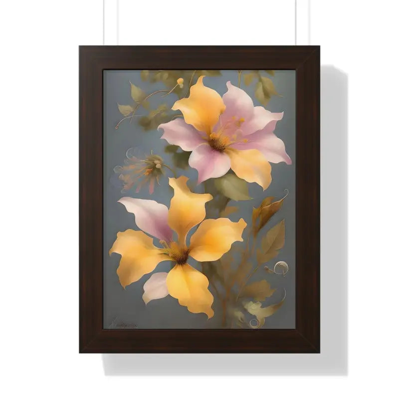 Glorious Morning Glory Framed Poster for Elegant Spaces - 12″ x 16″ / Walnut