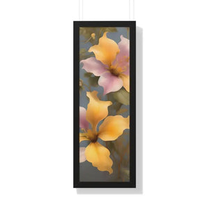 Morning Glory Flower Poster Framed Vertical Wall Art by Dipaliz - 12″ x 36″ / Black - Posters Prints & Visual Artwork