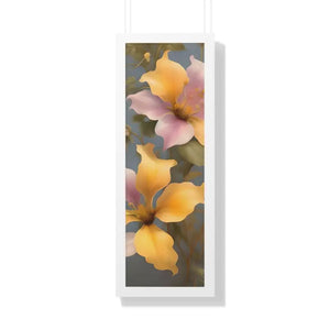 Morning Glory Flower Poster Framed Vertical Wall Art by Dipaliz - 12″ x 36″ / White - Posters Prints & Visual Artwork