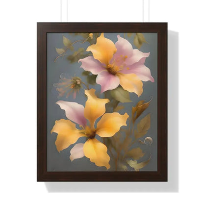 Glorious Morning Glory Framed Poster for Elegant Spaces - 16″ x 20″ / Walnut