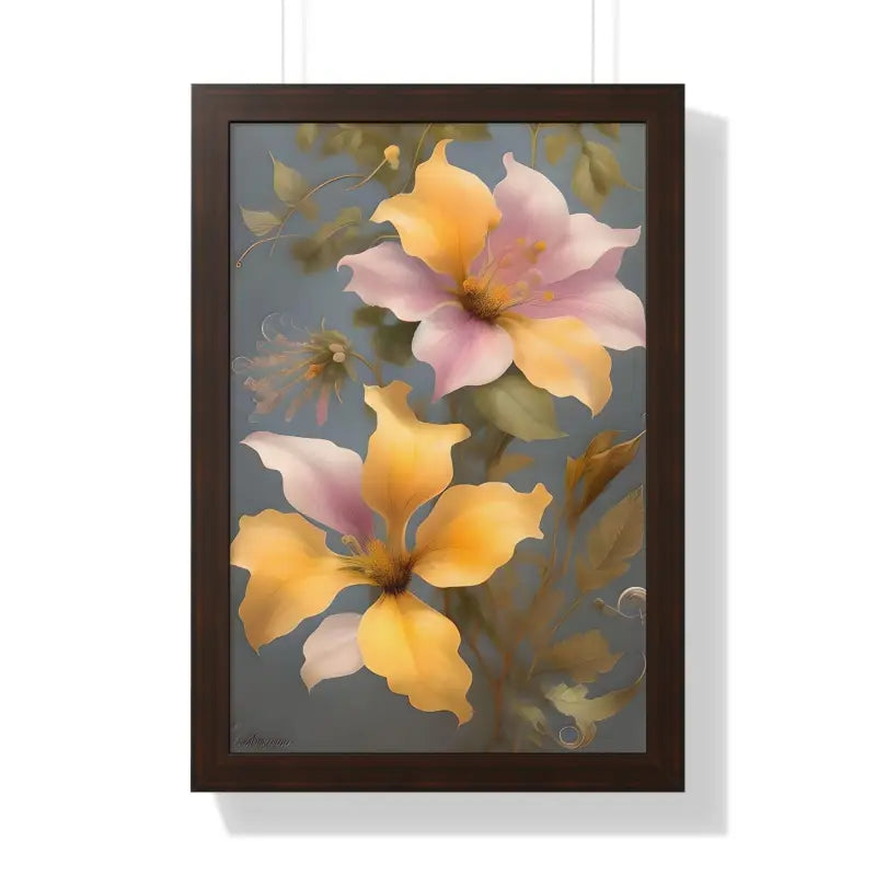 Glorious Morning Glory Framed Poster for Elegant Spaces - 16″ x 24″ / Walnut