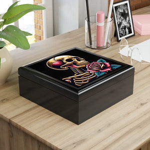 Jewelry Box - Skull Rose Box Glossy Varnish Finish - Dipaliz