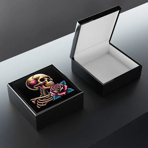 Jewelry Box - Skull Rose Box Glossy Varnish Finish - Dipaliz Ebony Black / one Size