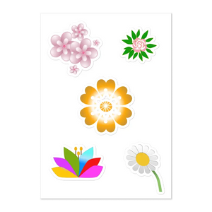 Glossy Sticker Sheet - Vibrant Flower Tech Decals - Dipaliz - Decorative Stickers
