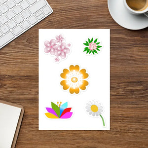 Glossy Sticker Sheet - Vibrant Flower Tech Decals - Dipaliz - Decorative Stickers