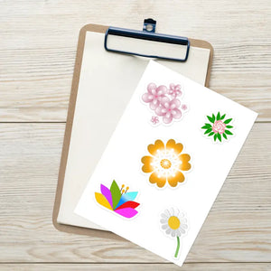 Glossy Sticker Sheet - Vibrant Flower Tech Decals - Dipaliz - Decorative Stickers