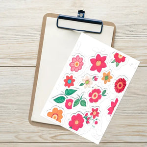 Flowers Sticker Sheet - Vibrant Floral Design - Dipaliz - Decorative Stickers