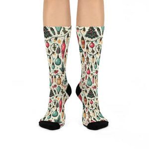 Cushioned Christmas Lights Crew Socks - Festive Comfort - Dipaliz - White / one Size / 3/4