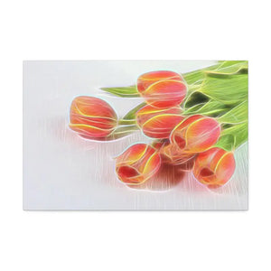 Glowing Tulips Canvas Semi Glossy Finish Wall Art - Dipaliz - Posters Prints & Visual Artwork