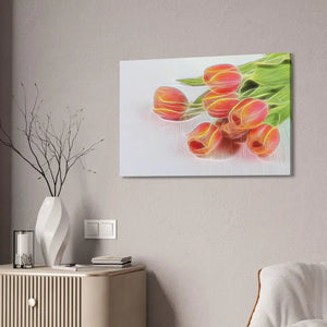 Glowing Tulips Canvas Semi Glossy Finish Wall Art - Dipaliz - Posters Prints & Visual Artwork