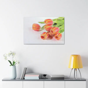 Glowing Tulips Canvas Semi Glossy Finish Wall Art - Dipaliz - Posters Prints & Visual Artwork