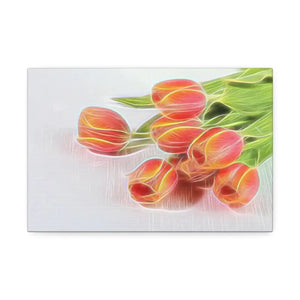 Glowing Tulips Canvas Semi Glossy Finish Wall Art - Dipaliz - Posters Prints & Visual Artwork