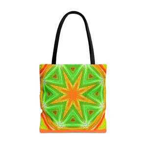 Tote Bag - Green Geometrical Pattern Orange Design - Dipaliz - Bags