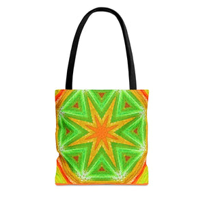 Tote Bag - Green Geometrical Pattern Orange Design - Dipaliz - Bags