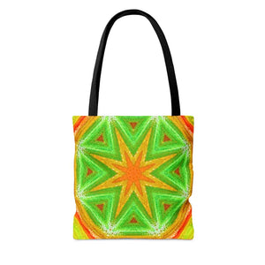 Tote Bag - Green Geometrical Pattern Orange Design - Dipaliz - Bags