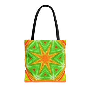 Tote Bag - Green Geometrical Pattern Orange Design - Dipaliz - Bags