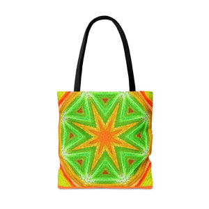 Tote Bag - Green Geometrical Pattern Orange Design - Dipaliz - Bags