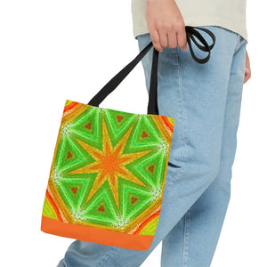 Tote Bag - Green Geometrical Pattern Orange Design - Dipaliz - Bags