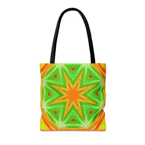 Tote Bag - Green Geometrical Pattern Orange Design - Dipaliz - Bags