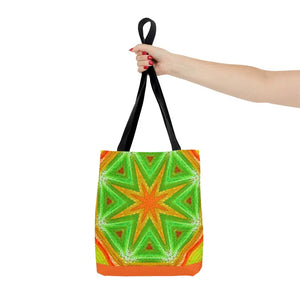 Tote Bag - Green Geometrical Pattern Orange Design - Dipaliz - Small - Bags