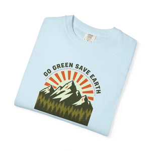 Go Green Save Earth Mountain T-shirt, Eco Nature Graphic Tee - T-shirts - m