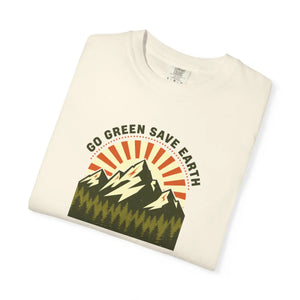 Go Green Save Earth Mountain T-shirt, Eco Nature Graphic Tee - T-shirts - m