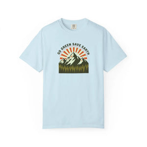 Go Green Save Earth Mountain T-shirt, Eco Nature Graphic Tee - T-shirts - m