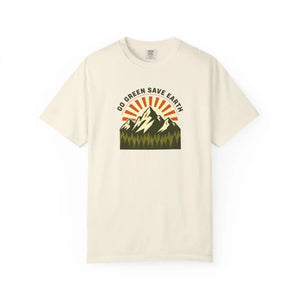 Go Green Save Earth Mountain T-shirt, Eco Nature Graphic Tee - T-shirts - m