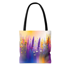 Print Tote Bag Purple Wild Flowers Bold Fashion Statement Dipaliz - Bags