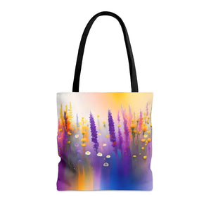Print Tote Bag Purple Wild Flowers Bold Fashion Statement Dipaliz - Bags