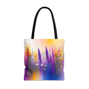 Print Tote Bag Purple Wild Flowers Bold Fashion Statement Dipaliz - Bags