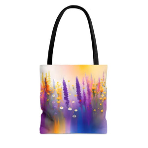 Print Tote Bag Purple Wild Flowers Bold Fashion Statement Dipaliz - Bags